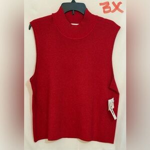DKNY Red Sleeveless Knit Top